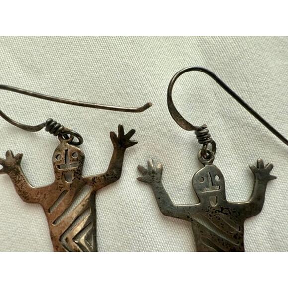 Vintage PRECIV Sterling Silver Modernist Dancing Man Earrings - Picture 5 of 7